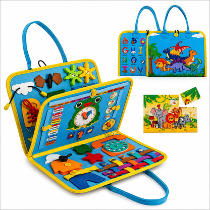 TinyAriva™ Montessori Busy Board | 4 Sayfa Aktivite Çantası