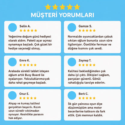 TinyAriva™ Montessori Busy Board | 4 Sayfa Aktivite Çantası